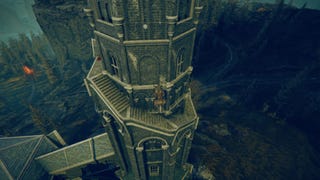 The Tarnished using a Spiritspring to climb Rabbath's Rise in Elden Ring Shadow of the Erdtree.