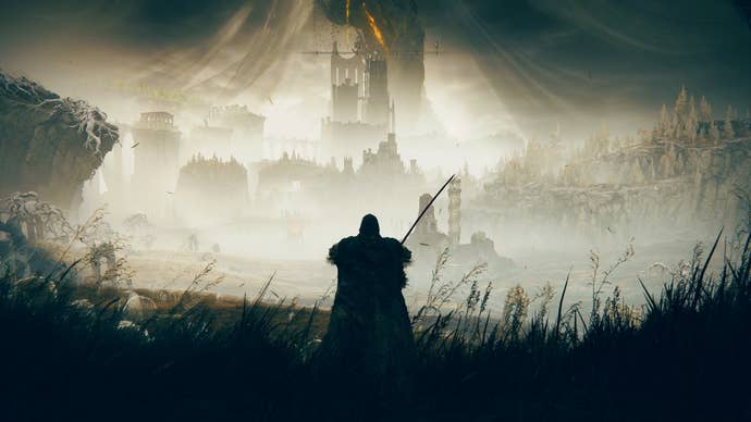 The Tarnished entering the Gravesite Plain in Elden Ring's Shadow of the Erdtree DLC for the first time.