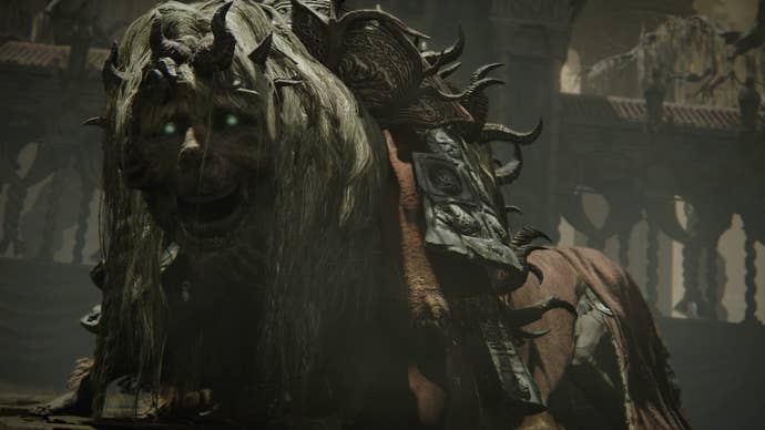 The awakened Divine Beast: Dancing Lion boss in Elden Ring Shadow of the Erdtree.