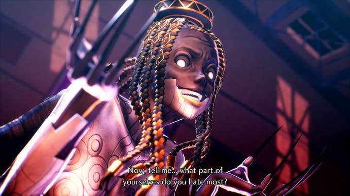 The demon, Eisheth, in Shin Megami Tensei 5 Vengeance, asks the player: "Now, tell me... what part of yourselves do you hate the most?"